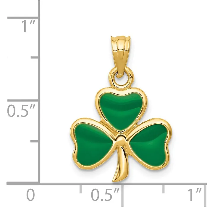 14k Yellow Gold Enameled 3 Leaf Clover Pendant Goldia Necklaces