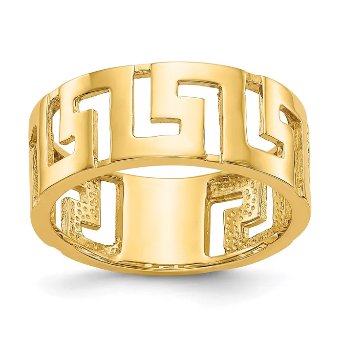 14K Yellow Gold Greek Key Band Goldia Rings