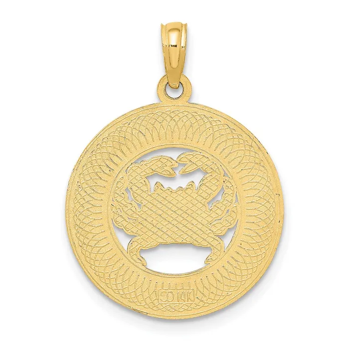 14k Yellow Gold KEY WEST wCrab Circle Charm Goldia Charm Necklaces