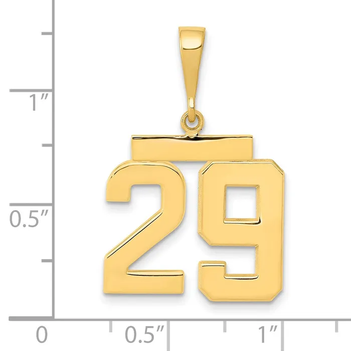 14k Yellow Gold Medium Polished Number 29 Charm Goldia Charm Necklaces