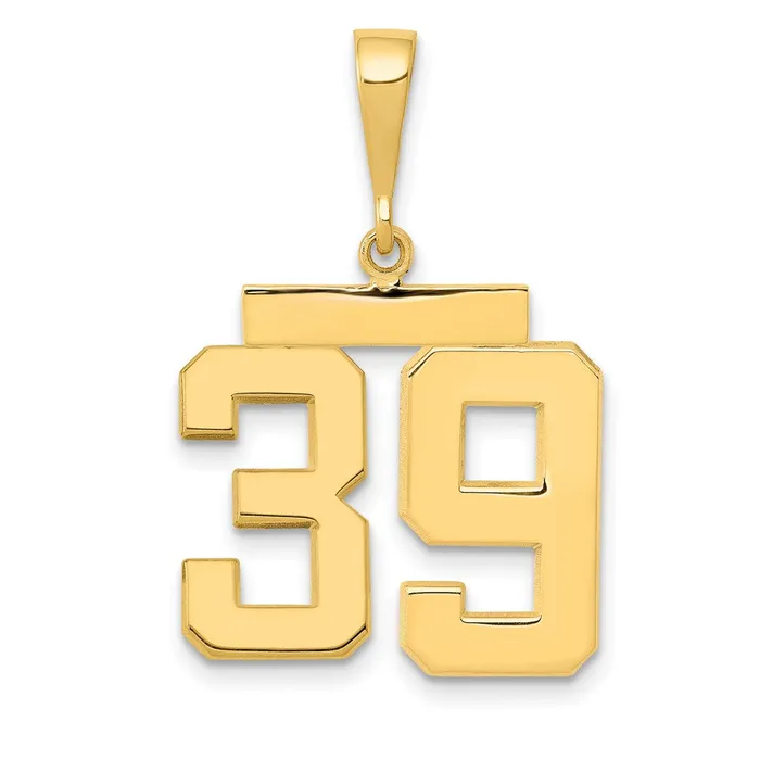 14k Yellow Gold Medium Polished Number 39 Charm Goldia Charm Necklaces