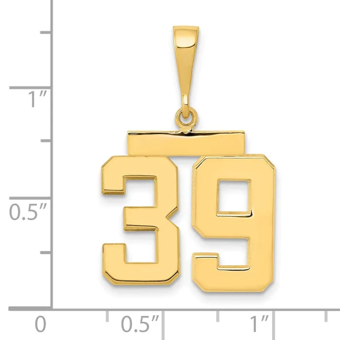 14k Yellow Gold Medium Polished Number 39 Charm Goldia Charm Necklaces