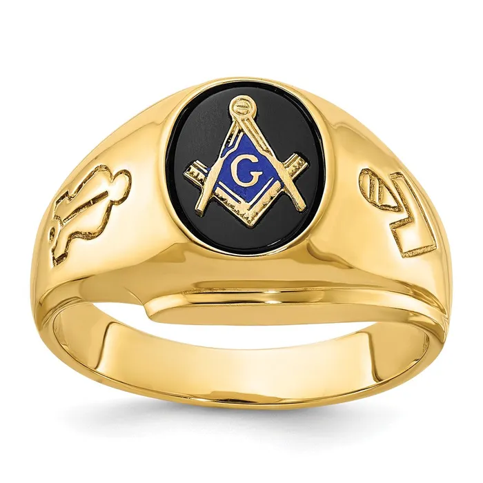 14k Yellow Gold Mens Polished and Grooved with Oval Onyx Blue Lodge Master Masonic Ring Goldia Rings 14k Yellow Gold Mens Polished and Grooved with Oval Onyx Blue Lodge Master Masonic Ring Goldia Rings