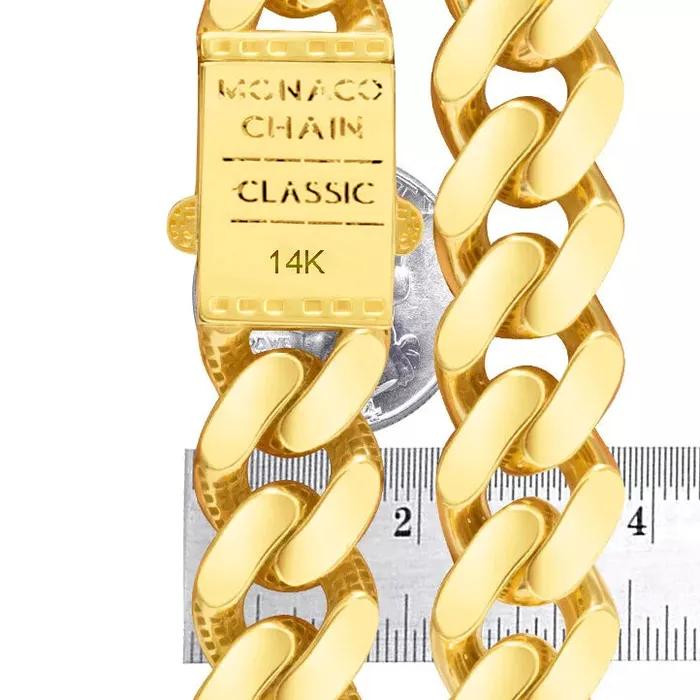 14K Yellow Gold Miami Cuban 9mm Royal Monaco Curb Link Chain Necklace 18 30 Goldiacom Necklaces