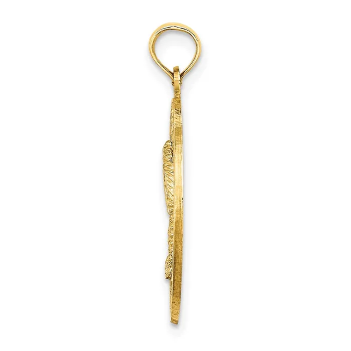 14k Yellow Gold MYRTLE BEACH wPalm Tree Circle Charm Goldia Charm Necklaces