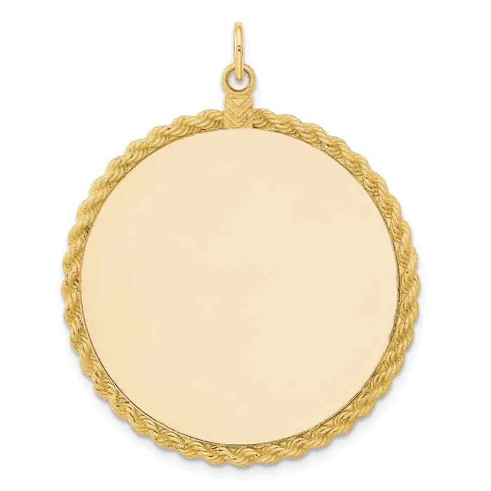 14k Yellow Gold Plain 013 Gauge Circular Engravable Disc with Rope Charm Goldia Charm Necklaces 14k Yellow Gold Plain 013 Gauge Circular Engravable Disc with Rope Charm Goldia Charm Necklaces