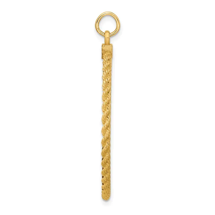 14k Yellow Gold Plain 013 Gauge Circular Engravable Disc with Rope Charm Goldia Charm Necklaces