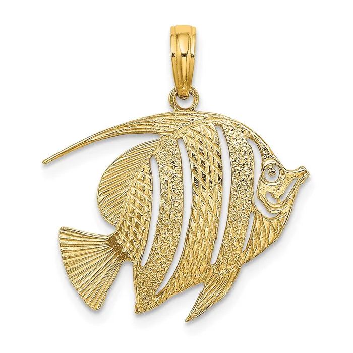14k Yellow Gold Polished CutOut Fish Charm Goldia Charm Necklaces