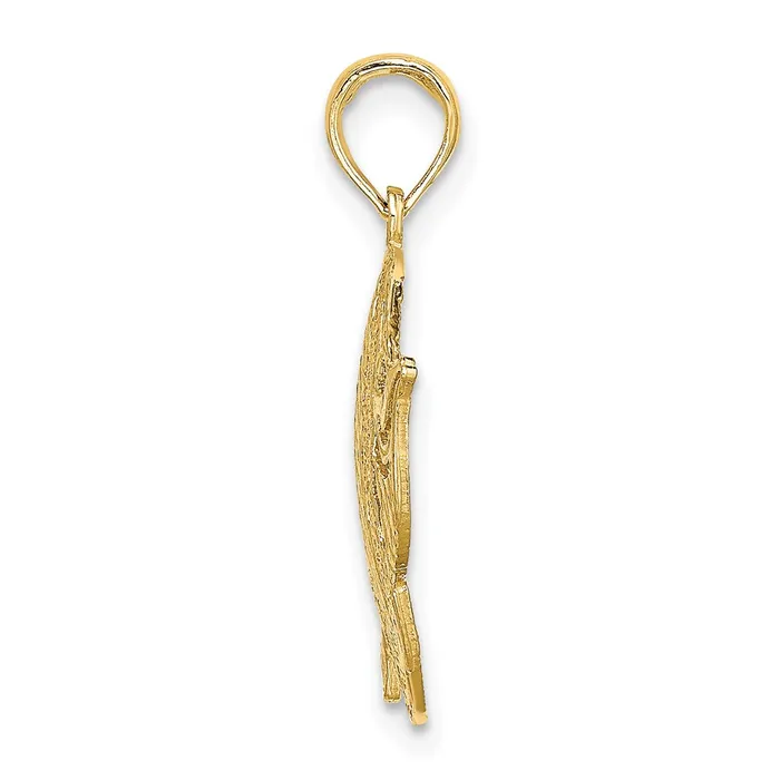 14k Yellow Gold Polished CutOut Fish Charm Goldia Charm Necklaces