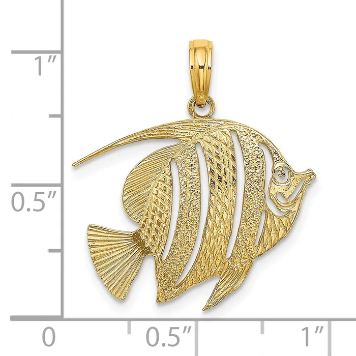 14k Yellow Gold Polished CutOut Fish Charm Goldia Charm Necklaces