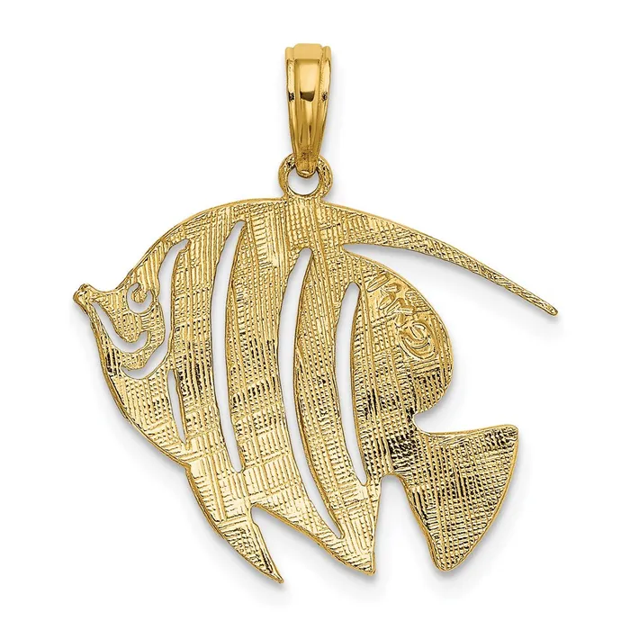 14k Yellow Gold Polished CutOut Fish Charm Goldia Charm Necklaces