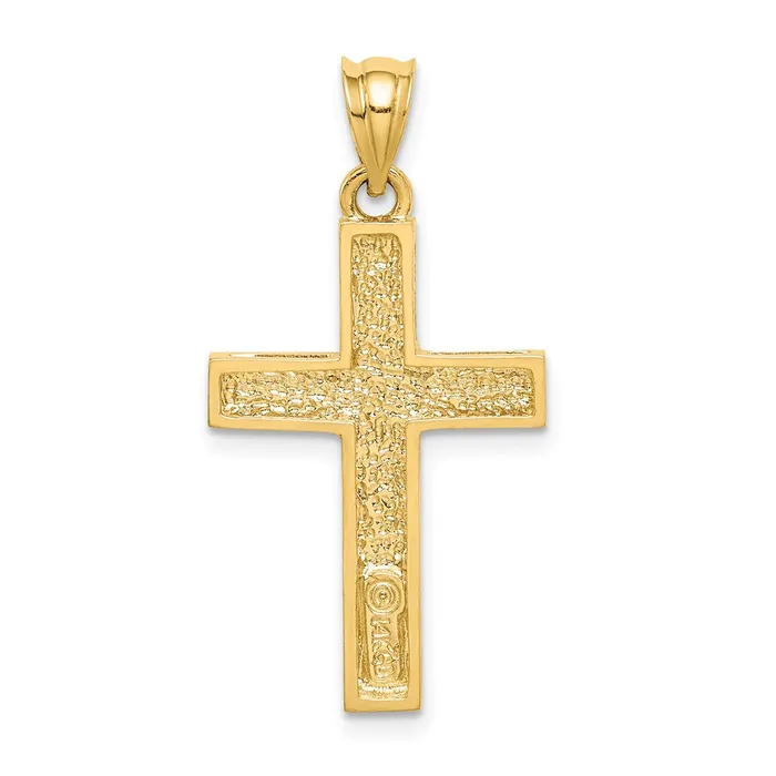 14k Yellow Gold Polished Diamondcut Cross Pendant Goldia Necklaces