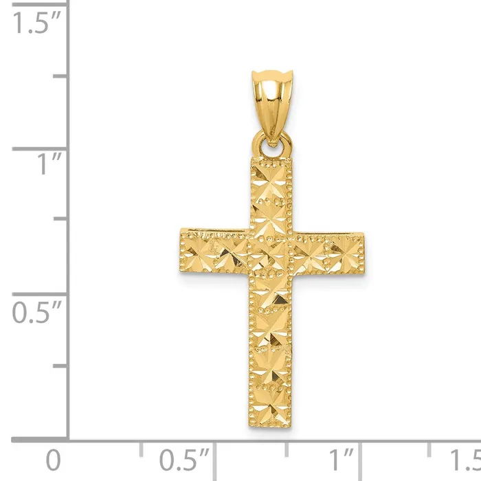 14k Yellow Gold Polished Diamondcut Cross Pendant Goldia Necklaces