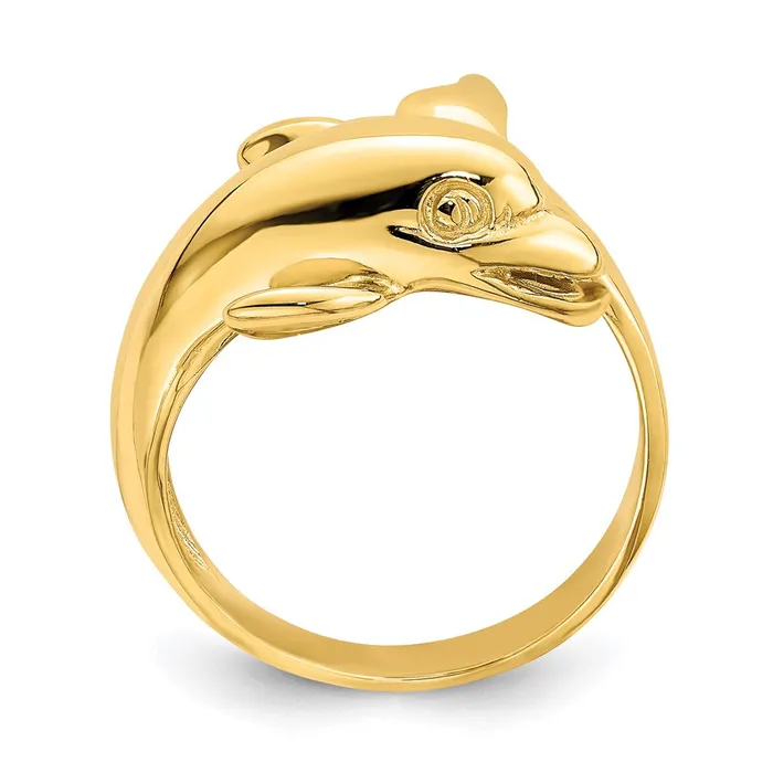 14K Yellow Gold Polished Dolphin Ring Goldia Rings