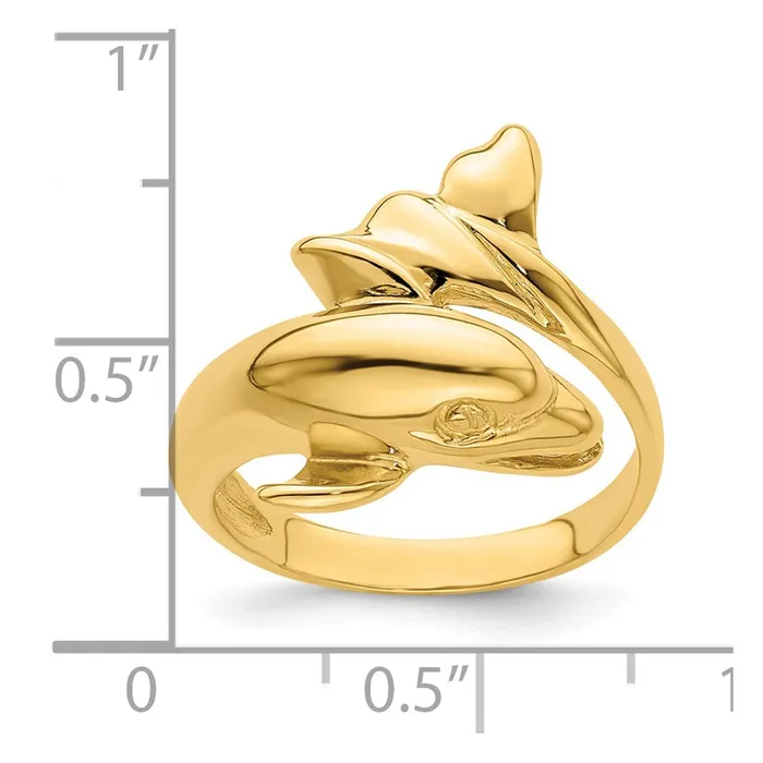 14K Yellow Gold Polished Dolphin Ring Goldia Rings