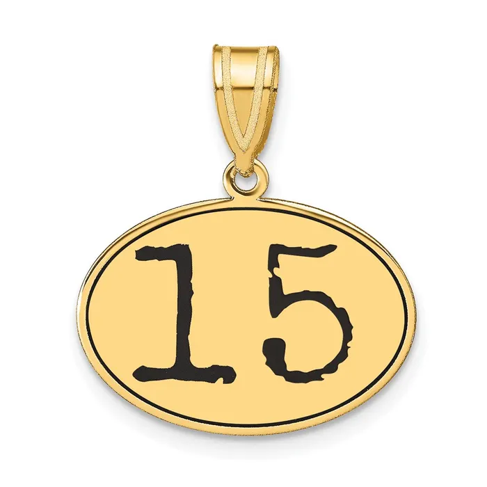 14k Yellow Gold Polished Number 15 Black Enamel Oval Pendant Goldia Necklaces 14k Yellow Gold Polished Number 15 Black Enamel Oval Pendant Goldia Necklaces