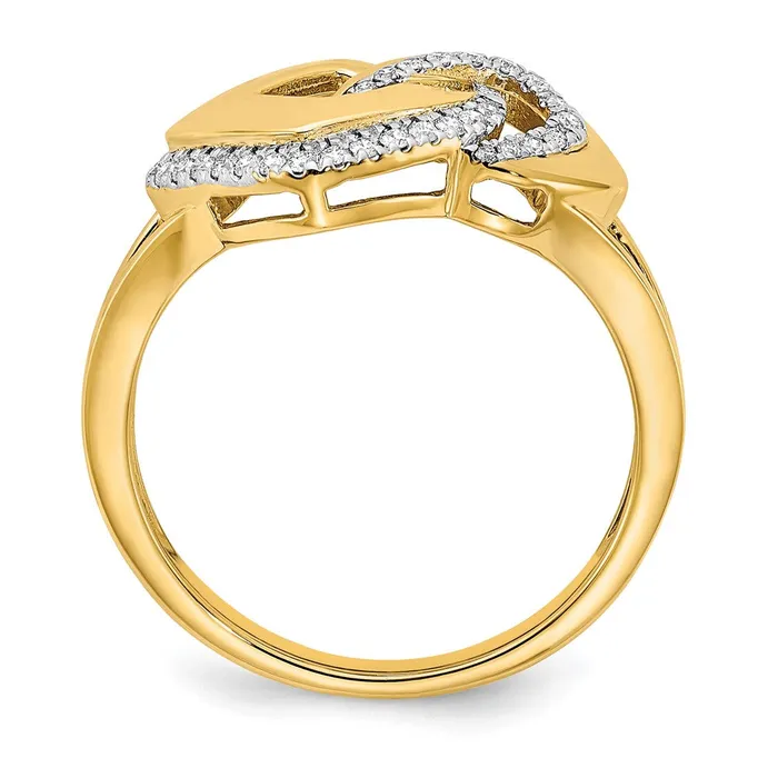 14K Yellow Gold Polished Real Diamond Fancy Shaped Ring Goldia Rings