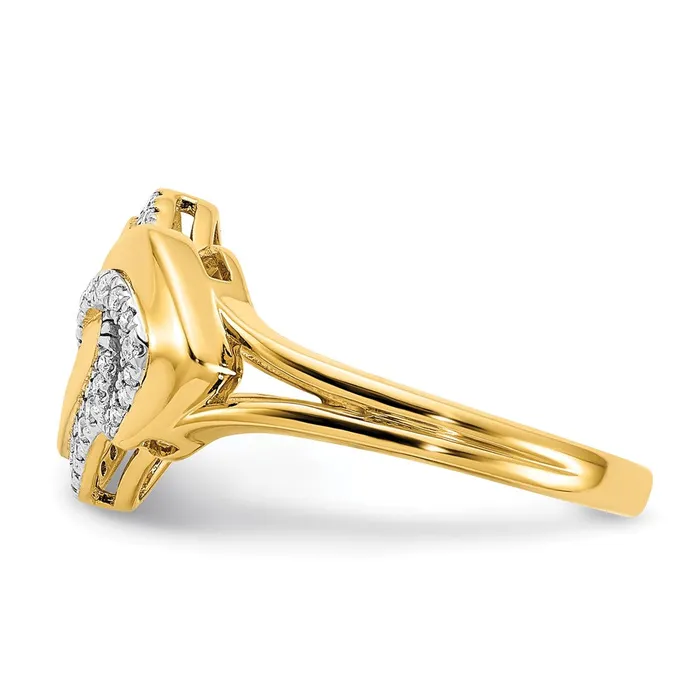 14K Yellow Gold Polished Real Diamond Fancy Shaped Ring Goldia Rings