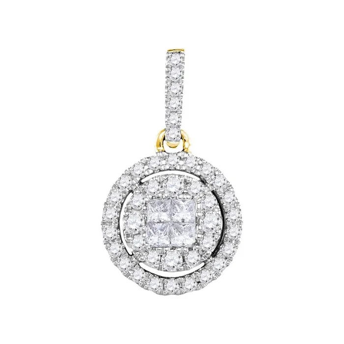 14k Yellow Gold Princess Round Diamond Cluster Pendant 12 Cttw gndatlanta Necklaces 14k Yellow Gold Princess Round Diamond Cluster Pendant 12 Cttw gndatlanta Necklaces