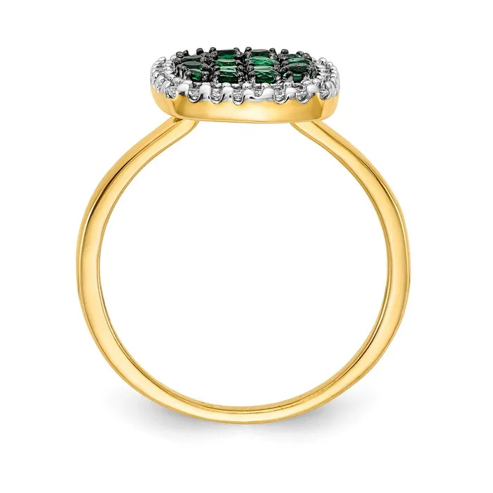 14K Yellow Gold Real Diamond and Emerald Ring Goldia Rings
