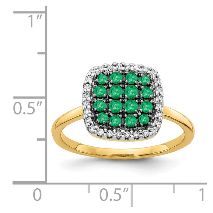 14K Yellow Gold Real Diamond and Emerald Ring Goldia Rings