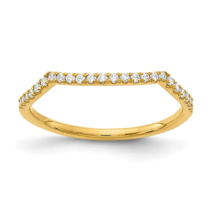 14K Yellow Gold Real Diamond Contoured Wedding Band Goldia Rings