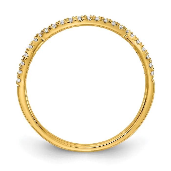 14K Yellow Gold Real Diamond Contoured Wedding Band Goldia Rings
