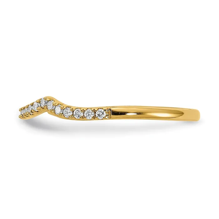 14K Yellow Gold Real Diamond Contoured Wedding Band Goldia Rings
