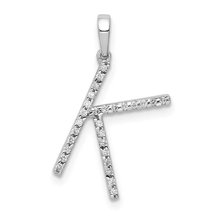 14K Yellow Gold Real Diamond Letter K Initial Pendant Goldia Necklaces