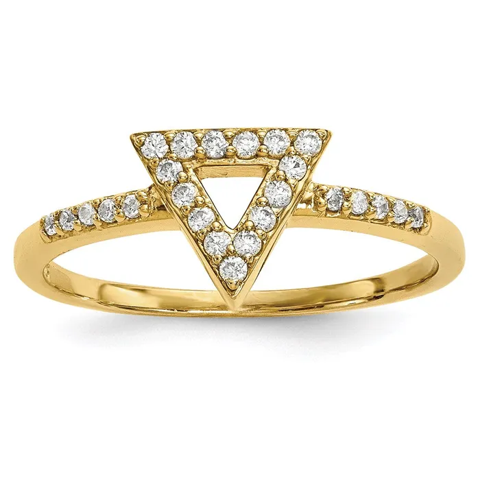 14K Yellow Gold Real Diamond Triangle Ring Goldiacom Rings