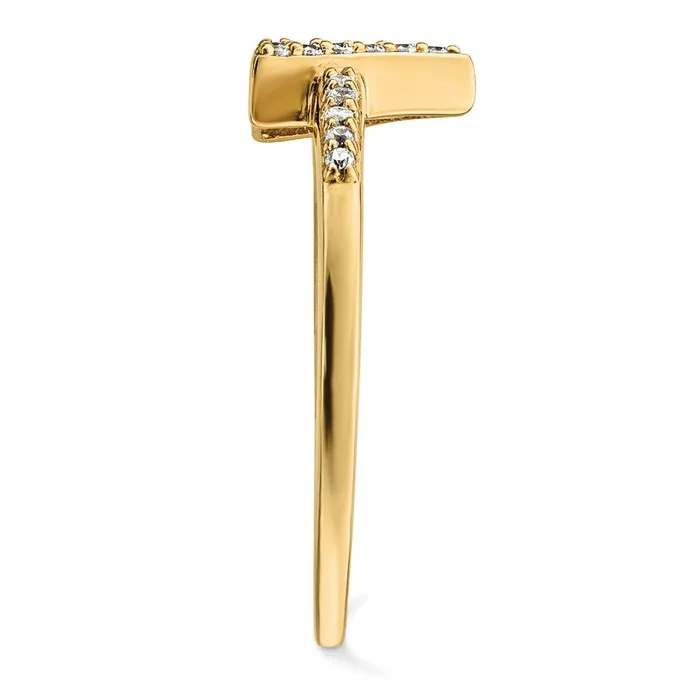 14K Yellow Gold Real Diamond Triangle Ring Goldiacom Rings