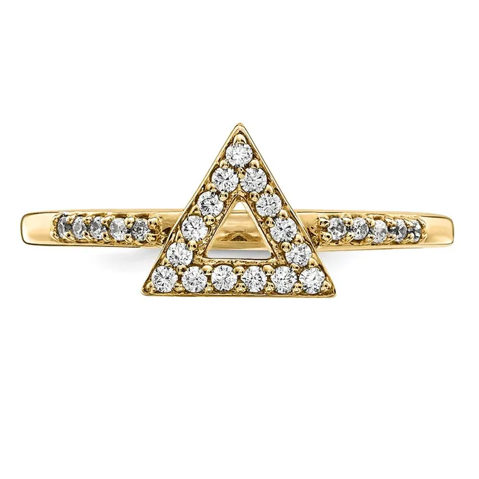 14K Yellow Gold Real Diamond Triangle Ring Goldiacom Rings