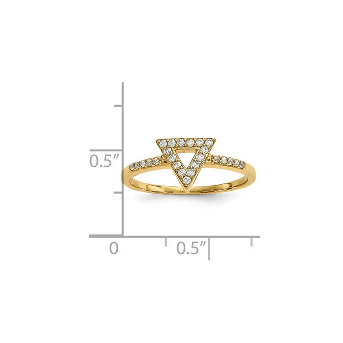 14K Yellow Gold Real Diamond Triangle Ring Goldiacom Rings