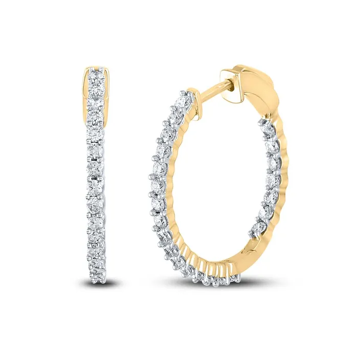 14k Yellow Gold Round Diamond Single Row Hoop Earrings 112 Cttw gndatlanta Earrings 14k Yellow Gold Round Diamond Single Row Hoop Earrings 112 Cttw gndatlanta Earrings