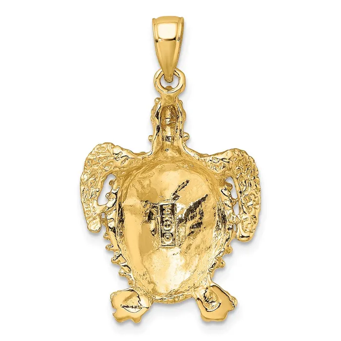 14k Yellow Gold Sea Turtle with Spiny Shell Charm Goldia Charm Necklaces