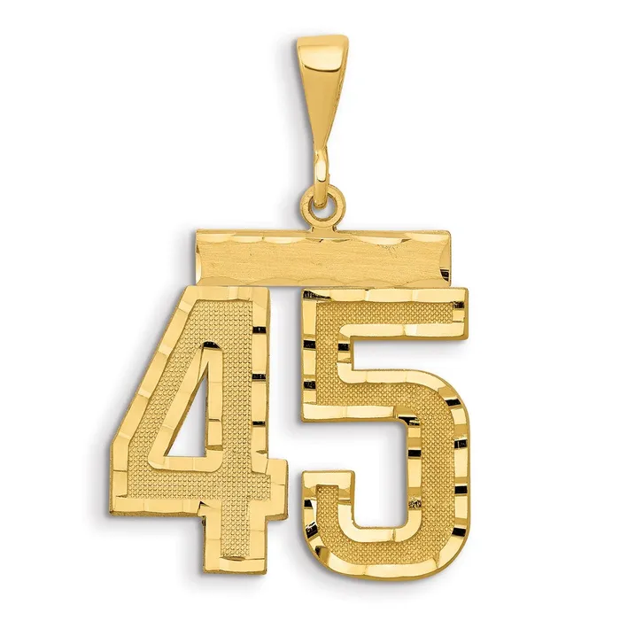 14k Yellow Gold Small Brushed Diamondcut Number 45 Charm Goldia Charm Necklaces 14k Yellow Gold Small Brushed Diamondcut Number 45 Charm Goldia Charm Necklaces
