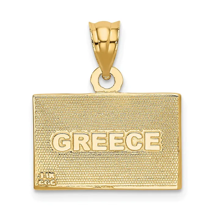 14k Yellow Gold Solid Enameled Greece Flag Pendant Goldia PreStyled Sets