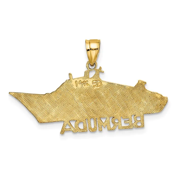 14k Yellow Gold Solid Polished BERMUDA Cruise Ship Charm Goldia Charm Necklaces