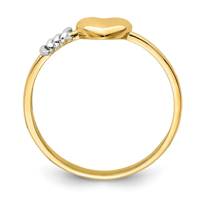 14k Yellow Gold with White Rhodium Barb Wire and Heart Ring Goldia Rings