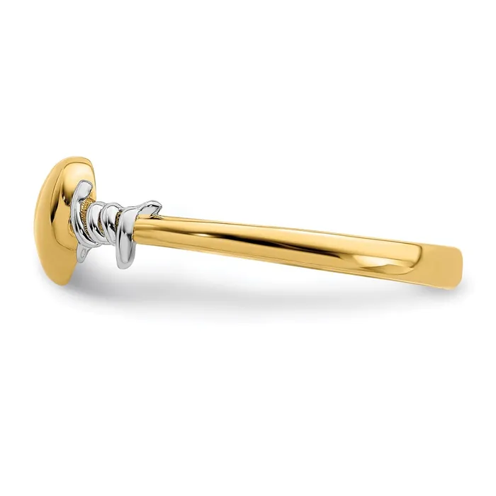 14k Yellow Gold with White Rhodium Barb Wire and Heart Ring Goldia Rings