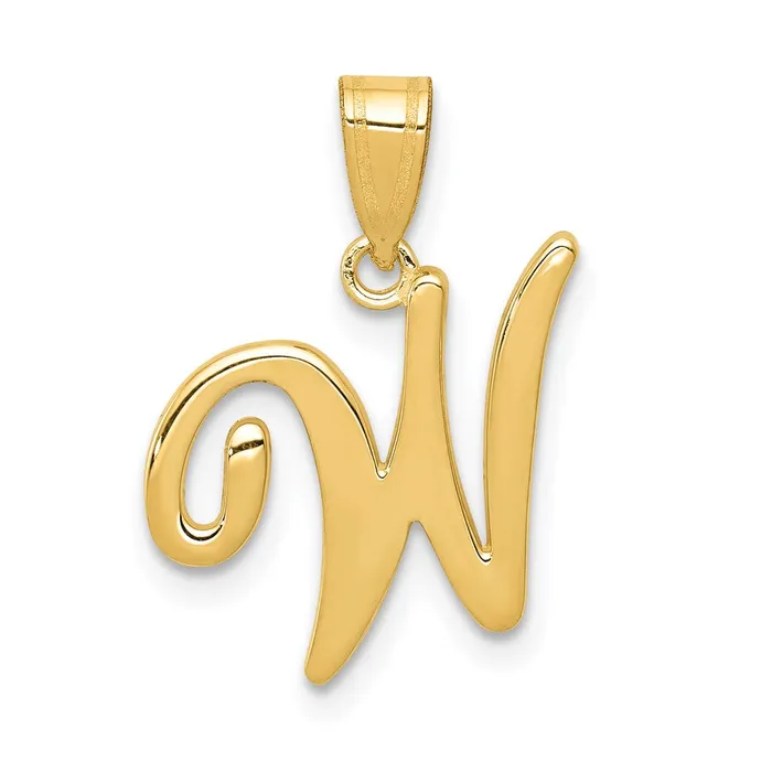 14k Yellow GoldY Script Letter W Initial Pendant Goldia Necklaces