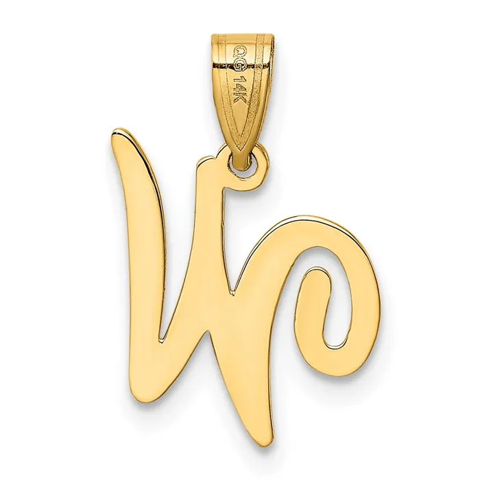 14k Yellow GoldY Script Letter W Initial Pendant Goldia Necklaces