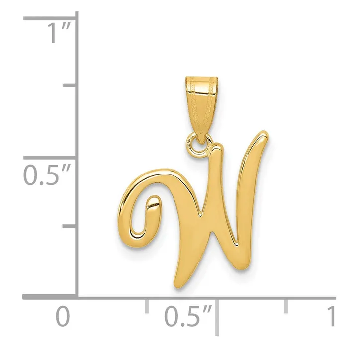 14k Yellow GoldY Script Letter W Initial Pendant Goldia Necklaces
