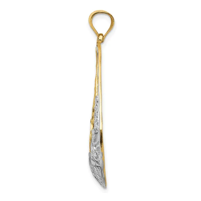 14k Yellow Rhodium Gold wRhodium Diamondcut Filigree Teardrop Pendant Goldia Necklaces