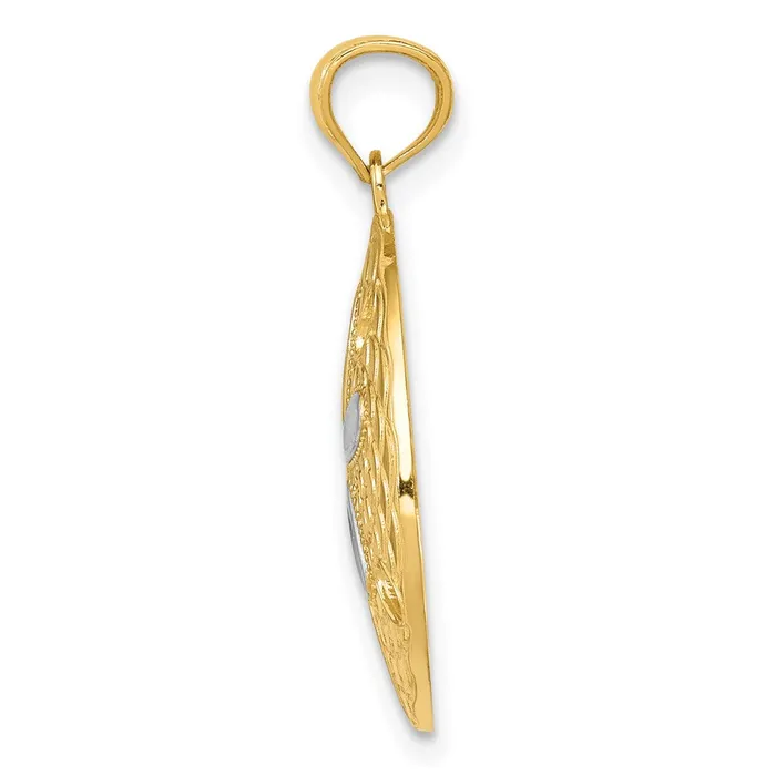 14k Yellow Rhodium Gold with White Rhodium Diamondcut Polished Sand Dollar Pendant Goldia Necklaces