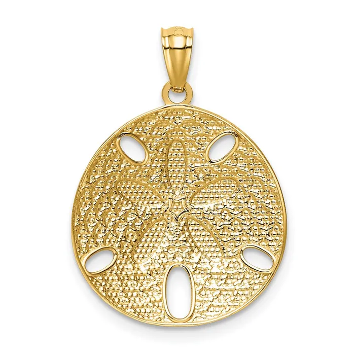 14k Yellow Rhodium Gold with White Rhodium Diamondcut Polished Sand Dollar Pendant Goldia Necklaces