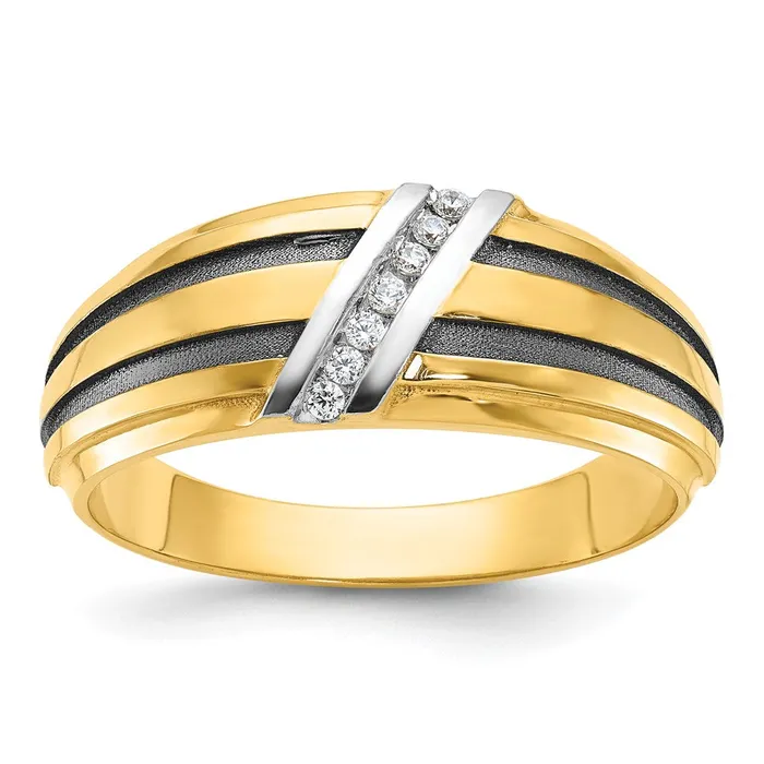 14k Yellow u0026 Rhodium Gold with Black and White Rhodium Mens Satin Diamond Ring Mounting Goldia Rings 14k Yellow u0026 Rhodium Gold with Black and White Rhodium Mens Satin Diamond Ring Mounting Goldia Rings
