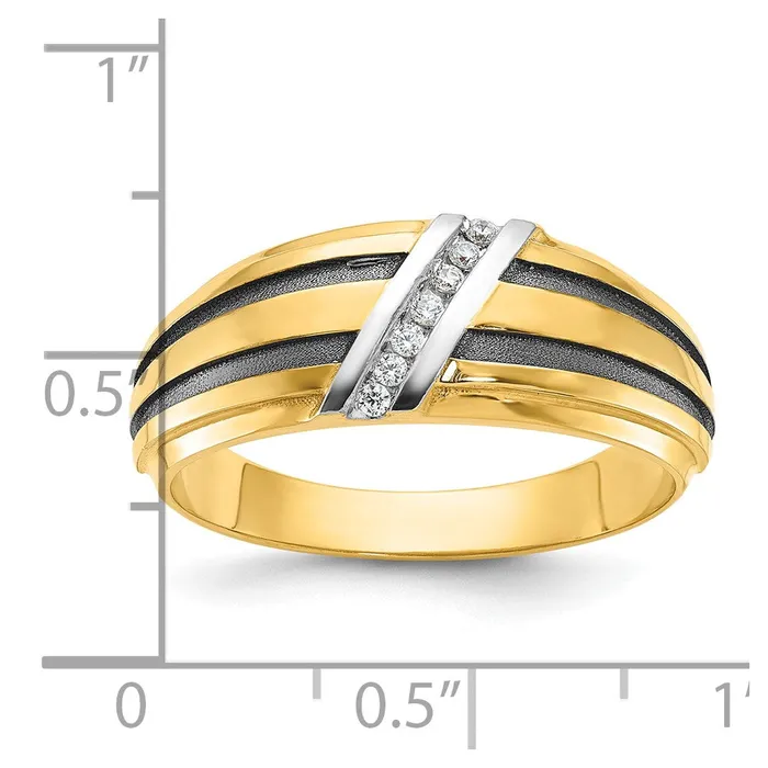14k Yellow u0026 Rhodium Gold with Black and White Rhodium Mens Satin Diamond Ring Mounting Goldia Rings