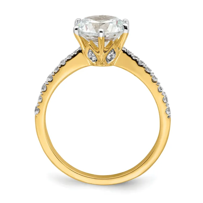 200ct CZ Solid Real 14k Polish 2ct Round Leaf Design Dia Ring Goldia Rings