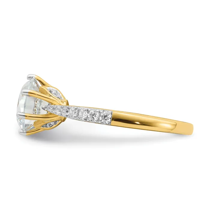 200ct CZ Solid Real 14k Polish 2ct Round Leaf Design Dia Ring Goldia Rings